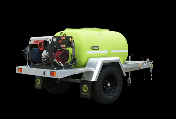 1000 L Trailer Pressure Washer, 100 bar Electric, Horizontal Tank, Unbraked
