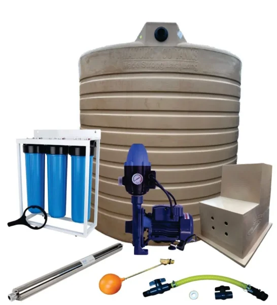10 000 L Full House Tank Combo, 0.75 kW Monoblock Pump with filter and UV