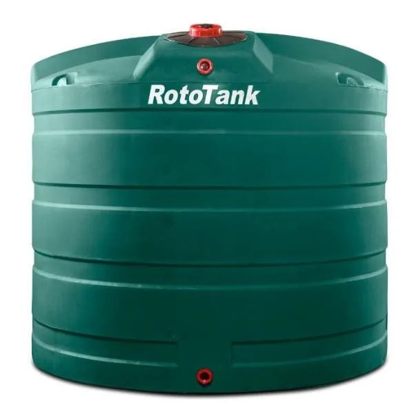 10 000 L low profile green water tank, 2550 mm diameter x 2180 mm high, with leaf catcher