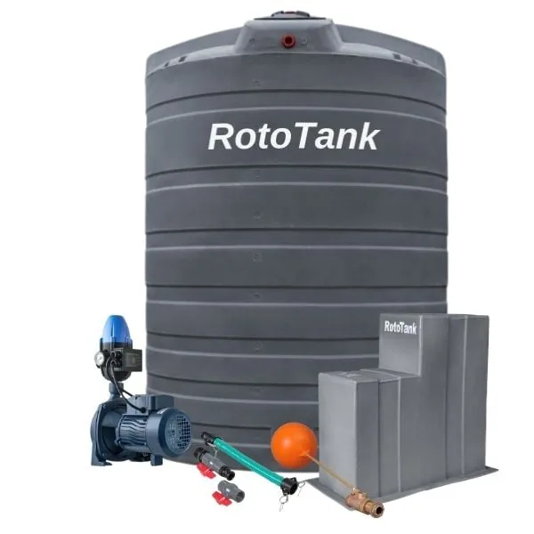 10 000 L vertical water tank and 1.1 kW booster pump with controller combo