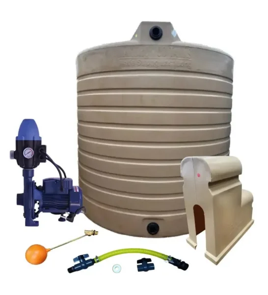 10 000 L water storage tank with 0.55 kW monoblock pump combo