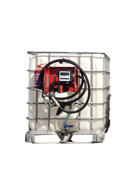 1000 L IBC diesel bowser with 12V 40 L/min pump, fuel filter, flowmeter and fire extinguisher