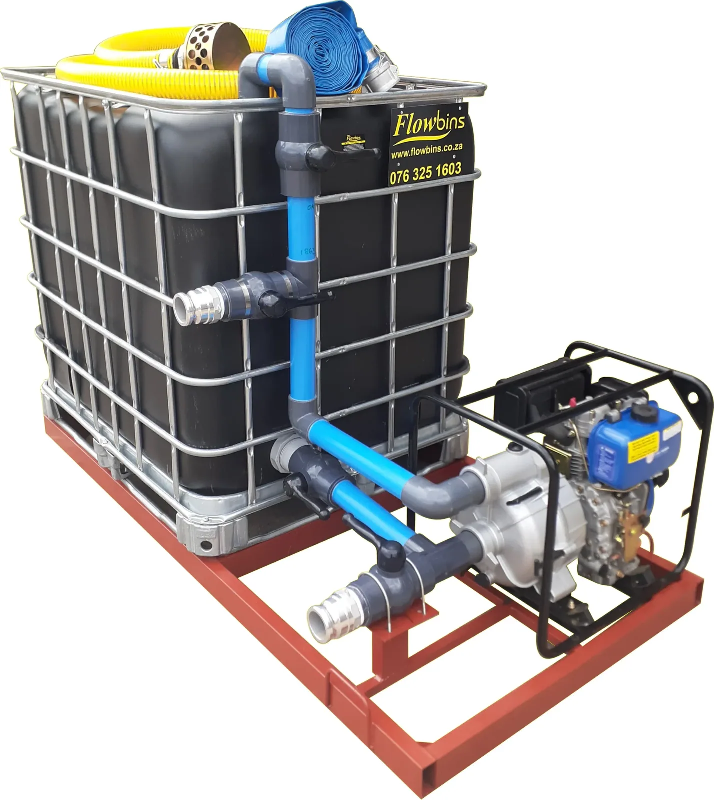 1000 L IBC Honey Sucker Skid Unit, 6.5 HP Diesel Trash Pump 1000 L IBC honey sucker skid unit with 6.5 HP diesel engine and 3 inch trash pump