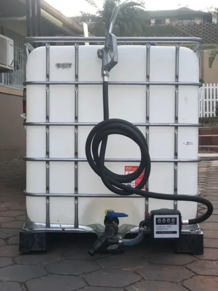 1000 L gravity-fed IBC diesel bowser with flowmeter, filter and 4 m hose, no pump