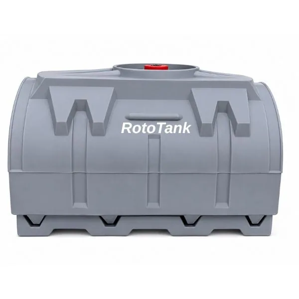 1000 L Horizontal Water Transport Tank with Pallet, DH1000W 1000 L horizontal water transport tank with forklift pallet, front view