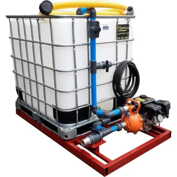 1000 L IBC bakkie sakkie with 7 bar high-pressure fire pump, 7 HP petrol engine and one outlet