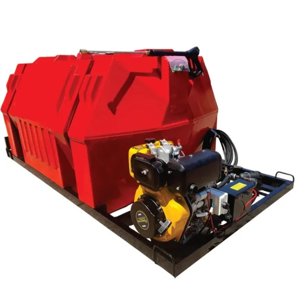 1000 L pressure washer skid, 10 HP diesel, 240 bar, front three-quarter view