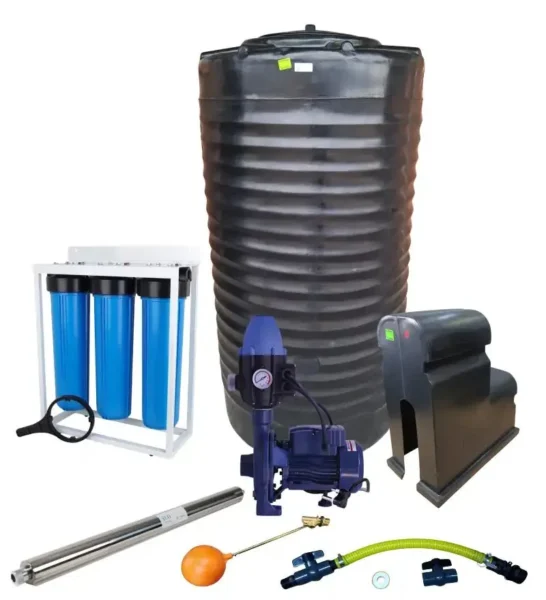 1,000 L slim water tank combo with 0.55 kW monoblock pump, filter and UV