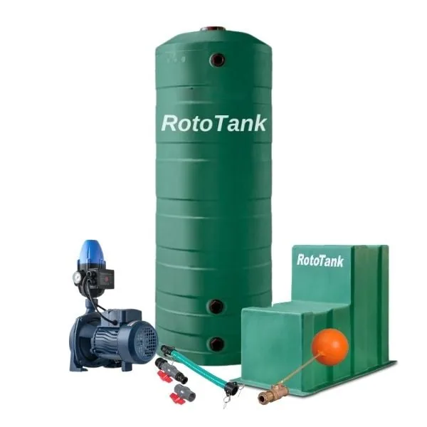 1000 L slimline water tank combo with 0.75 kW CPM158 cast-iron pump