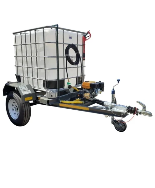 1000 L trailer pressure washer, 186 bar petrol, IBC tank, unbraked