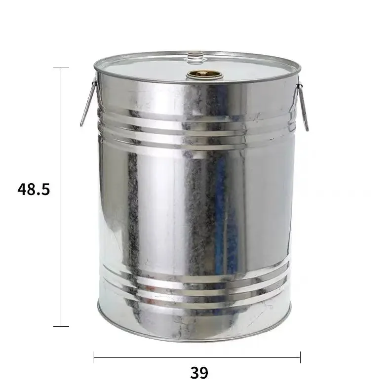 100 L Galvanised Open-Top Steel Drum with Lid and Latch Ring 100 litre galvanised open head drum, side view