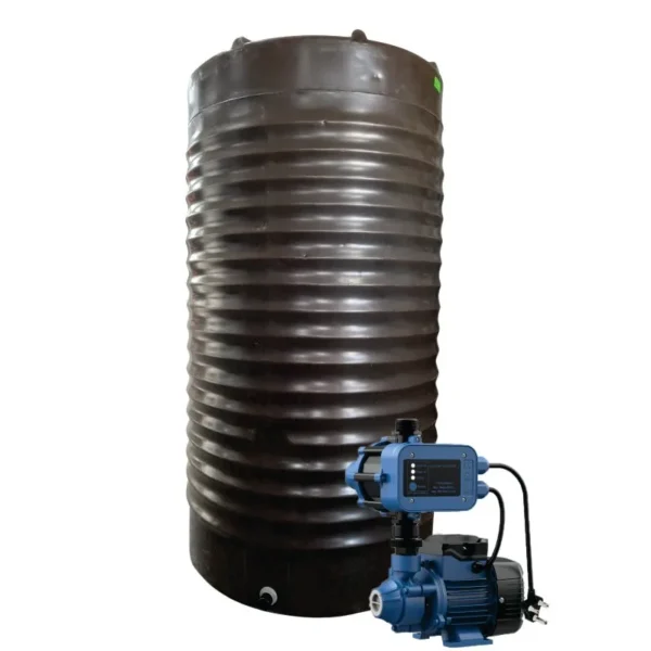 1200 L slimline water tank with 0.37 kW Econo booster pump
