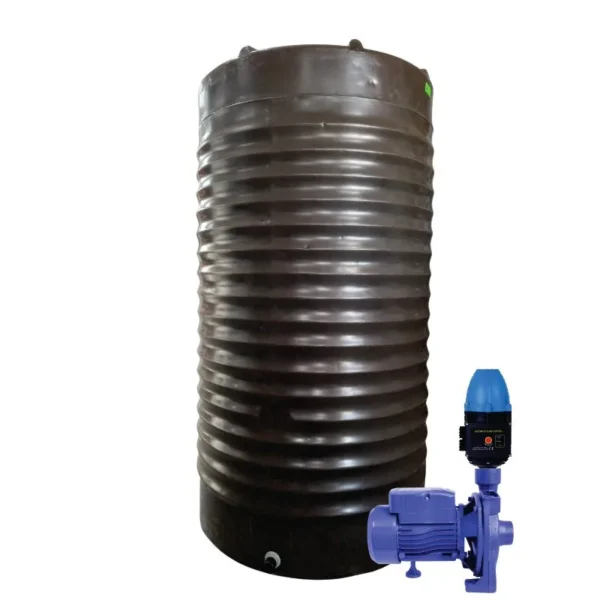 1200 L slimline water tank with 0.55 kW monoblock pump