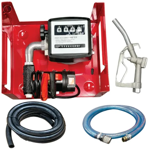 12V 40 L/min diesel transfer pump kit with 4 m hose, manual nozzle and flow meter