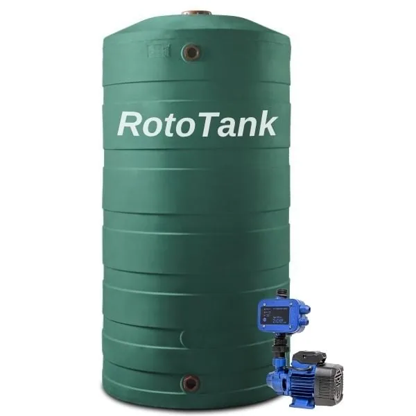 1400 L vertical garden water tank combo with 0.37 kW QB60 booster pump and tap