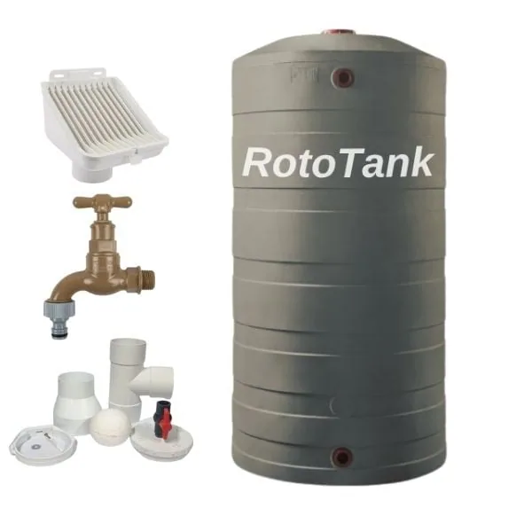 1400 L Rainwater Harvesting Tank Kit with First Flush 1400 L rainwater tank in green