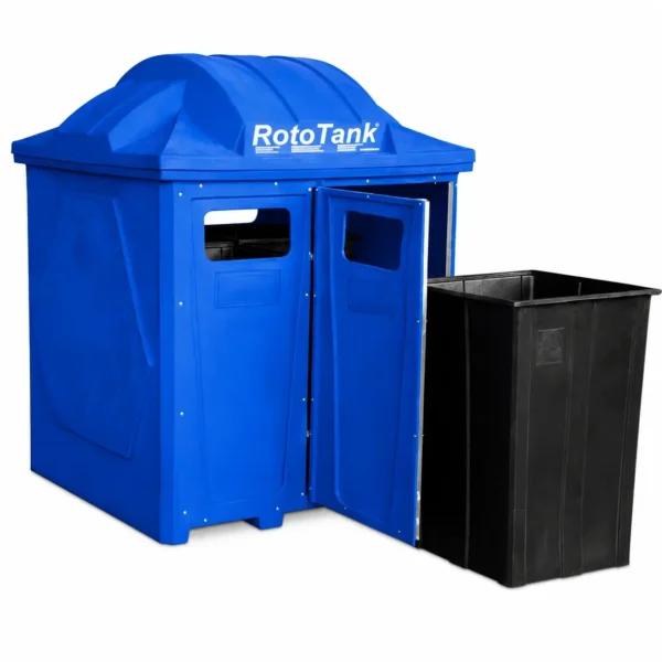1440 L colour-coded recycling hut with four 360 L internal bins in LLDPE