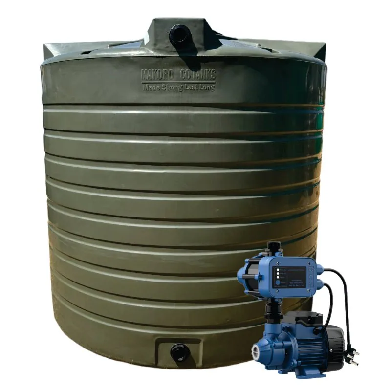 15,000 L Water Tank with 0.37 kW Econo Booster Pump Kit 15,000 L tank and 0.37 kW pump combo, side view