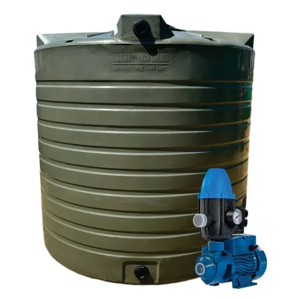 15,000 L water tank with 0.37 kW peripheral pump