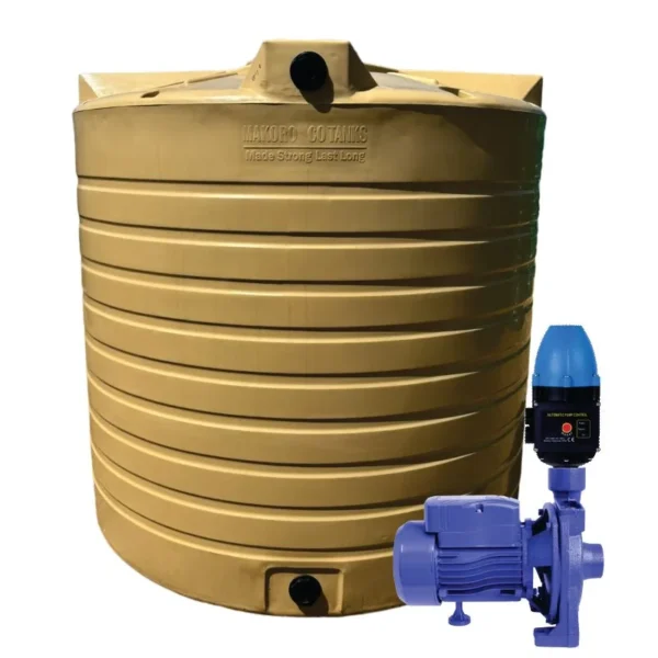 15,000 L water tank with 0.55 kW monoblock pump