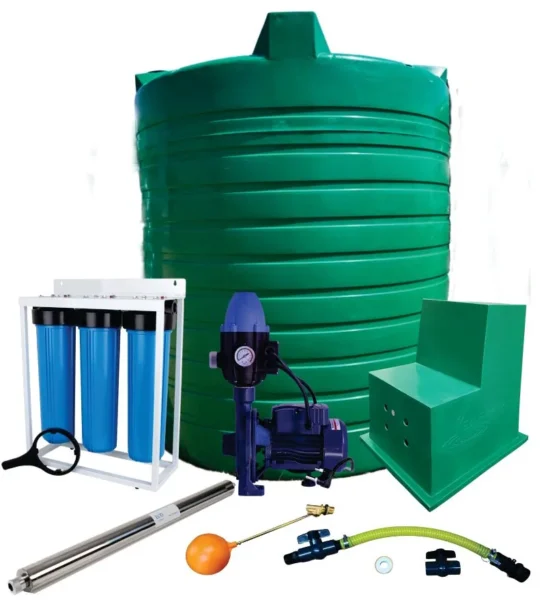 15 000 L water tank with 1.1 kW monoblock pump combo kit, kit overview