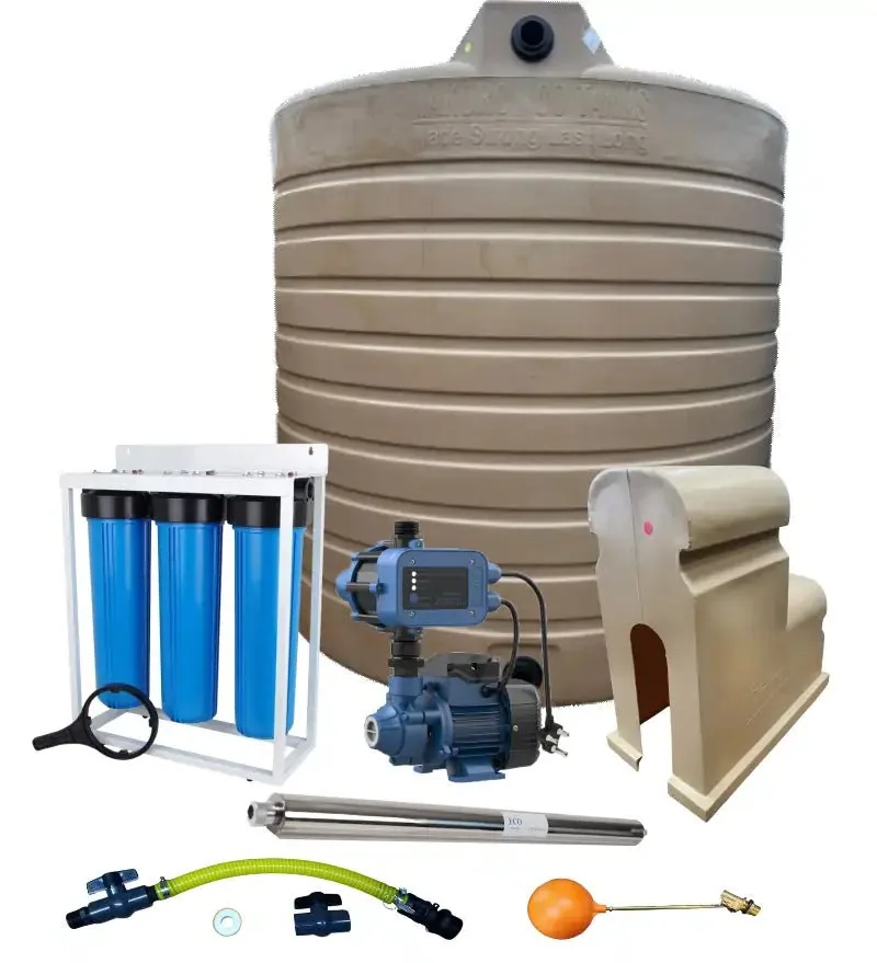 15,000 L Tank Combo, 0.37 kW Economy Peripheral Pump, 23 L/min 15,000 L tank combo with 0.37 kW economy peripheral pump, pump, filter housings and cover