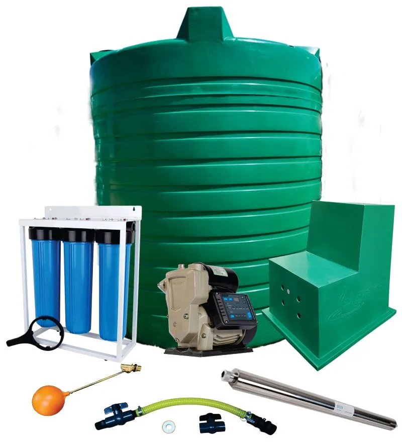 15 000 L Tank and VSP 1.5 kW Variable-Speed Booster Combo 15 000 L water tank with VSP 1.5 kW variable-speed booster combo kit, tank and pump set