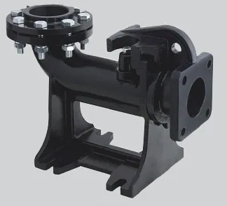 150mm flanged duckfoot bend assembly for the B&C range, side view