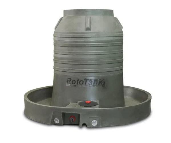 2000 L olive green vertical LLDPE livestock water trough with two float valves