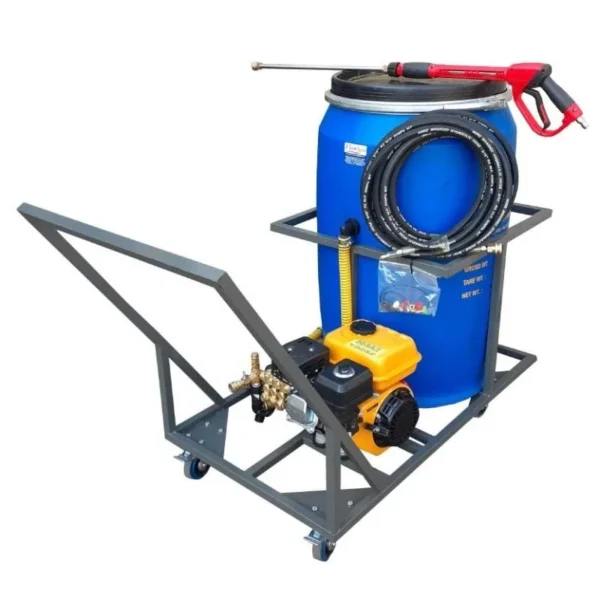 210 L Pressure Washer Trolley, 6.5 HP Petrol, 186 bar
