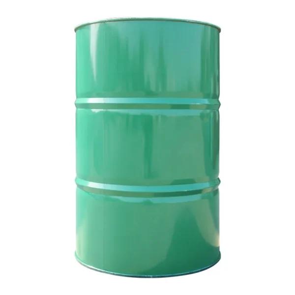 New 210 litre black tight-head steel drum with plain interior