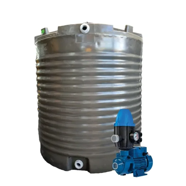 2200 L water tank with 0.75 kW peripheral pump and controller, 60 L/min