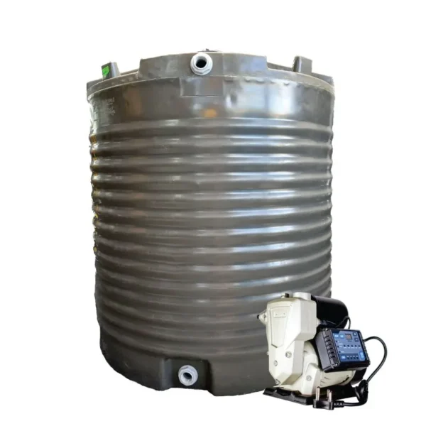 2200 L water tank with 1.5 kW VSP constant-pressure booster system, 108 L/min