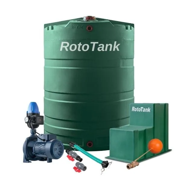 2200 L Water Tank Combo, 0.75 kW Booster Pump 2200 L tank, booster pump, pump cover and hose kit supplied together