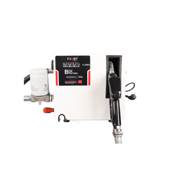 220V box pump dispensing unit with FM150 meter, 4 m hose and 1 inch nozzle