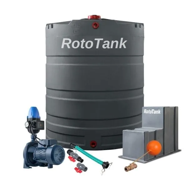 2500 L vertical water tank combo with 0.75 kW booster pump