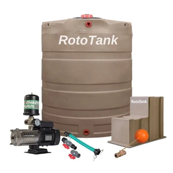 2500 L vertical water tank combo with 0.75 kW booster pump