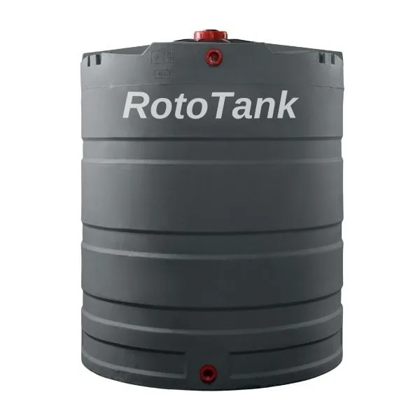 2,500 L vertical LLDPE water tank, 1400 mm diameter x 1750 mm high