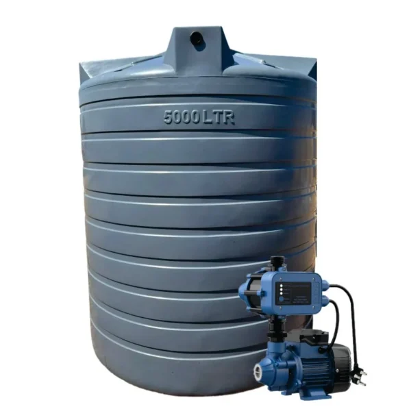 2500 L water tank with 0.37 kW Econo booster pump kit, 23 L/min