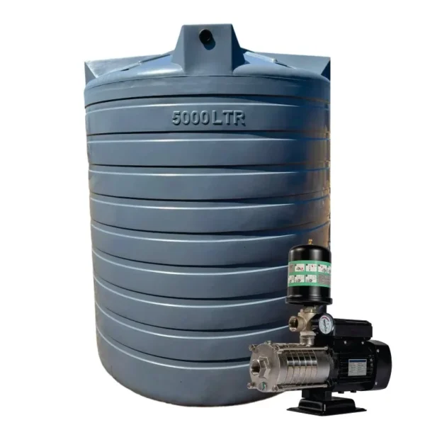 2500 L water tank with 0.75 kW Intelli VSD booster pump, 83.3 L/min