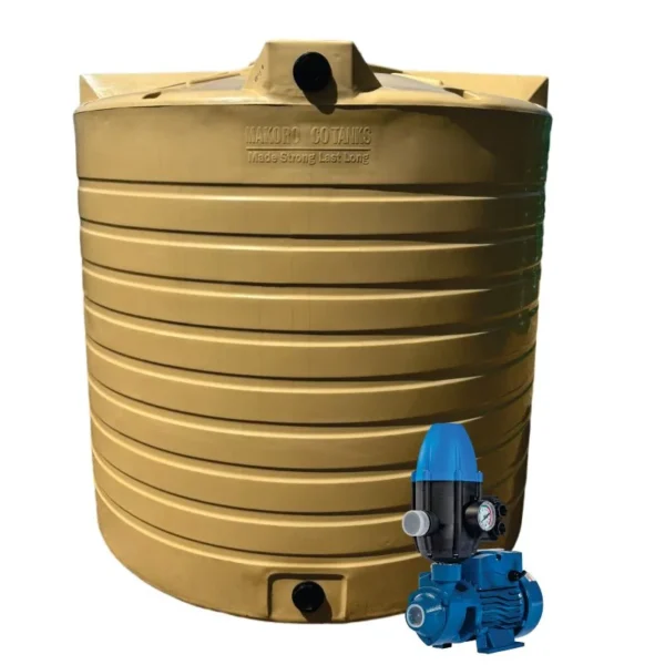2500 L water tank with 0.75 kW peripheral pump and controller, 60 L/min