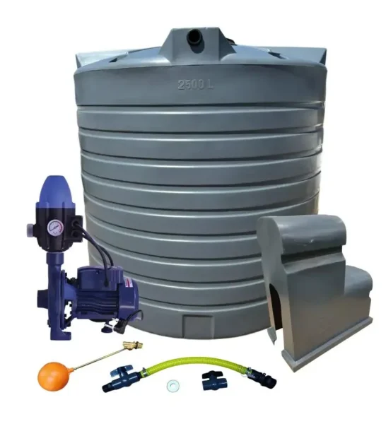 2500 L Water Tank Combo, 1.1 kW Monoblock Pump complete kit