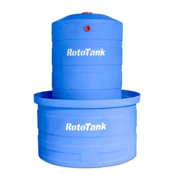 2,520 L Bund Tank, 1800 mm Diameter, Blue or Red 2,520 L LLDPE bund tank, 1800 mm diameter, for spill containment, side view