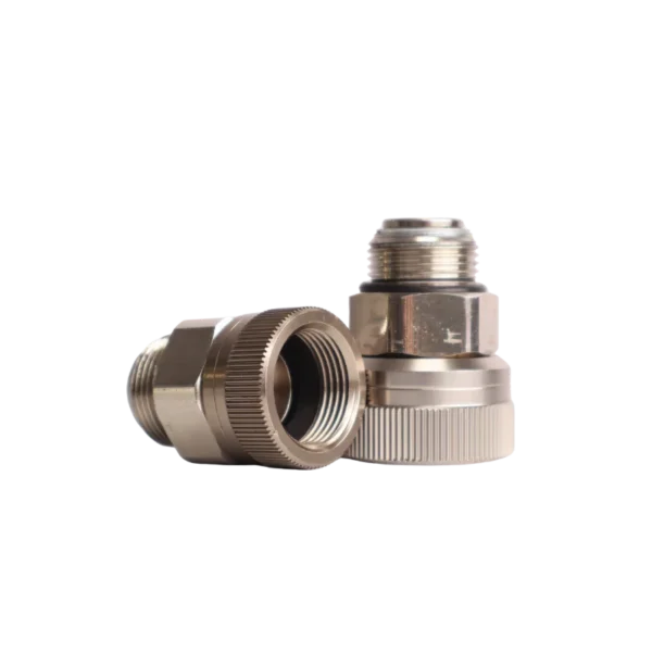 Compact 3/4 inch x 3/4 inch aluminium fuel nozzle swivel