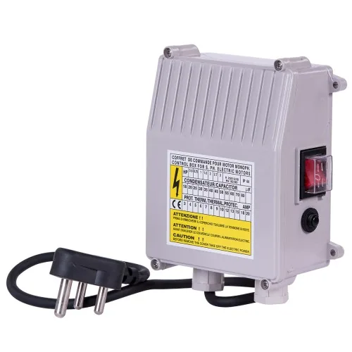 4" Borehole Motor and Control Box, 0.37 kW, 220 V Single-Phase 4 inch borehole motor 0.37kW 220V single-phase with control box, stainless steel casing