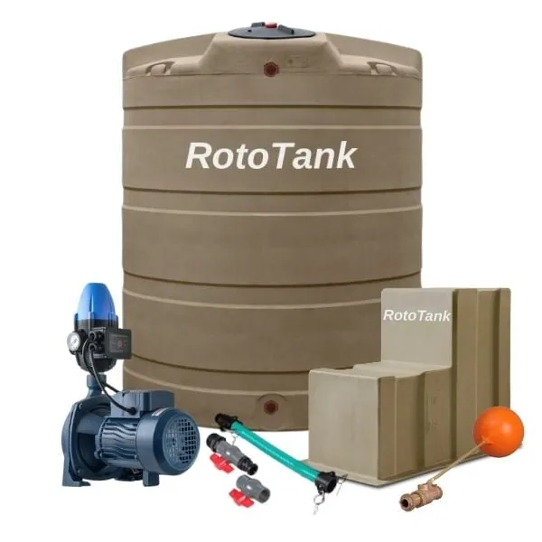 5000 L vertical water tank combo with 1.1 kW booster pump and controller