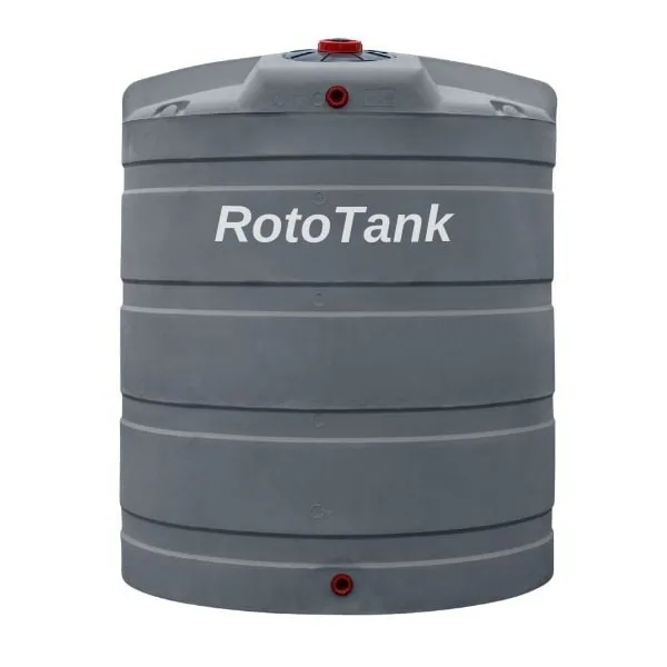 5000 L Vertical Water Tank, 1800 mm Dia x 2150 mm High 5000 L vertical water tank in grey, 1800 mm diameter