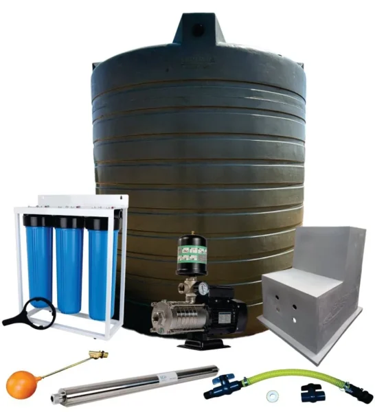 5000 L water tank with 0.75 kW Intelli VSD booster pump combo