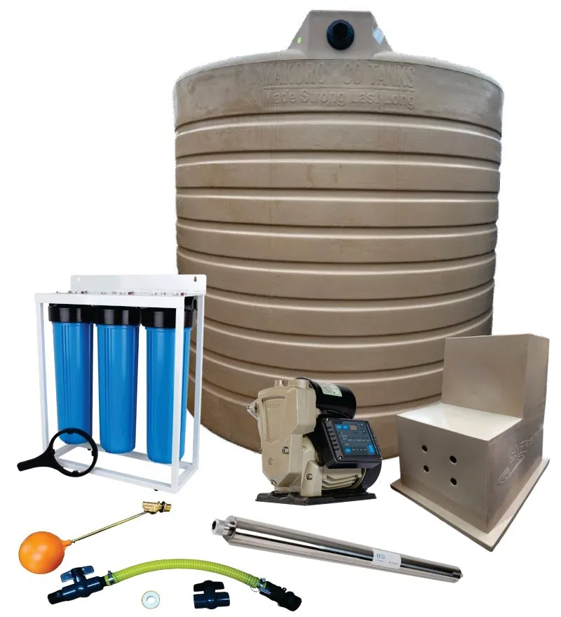 5000 L Tank and 1.5 kW VSP Booster Pump System with VSD VSP booster pump system, UV steriliser and filters for a 5000 L tank