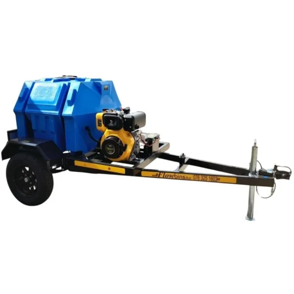 500 L 10HP E-Start Diesel 240 bar pressure washer trailer, front view